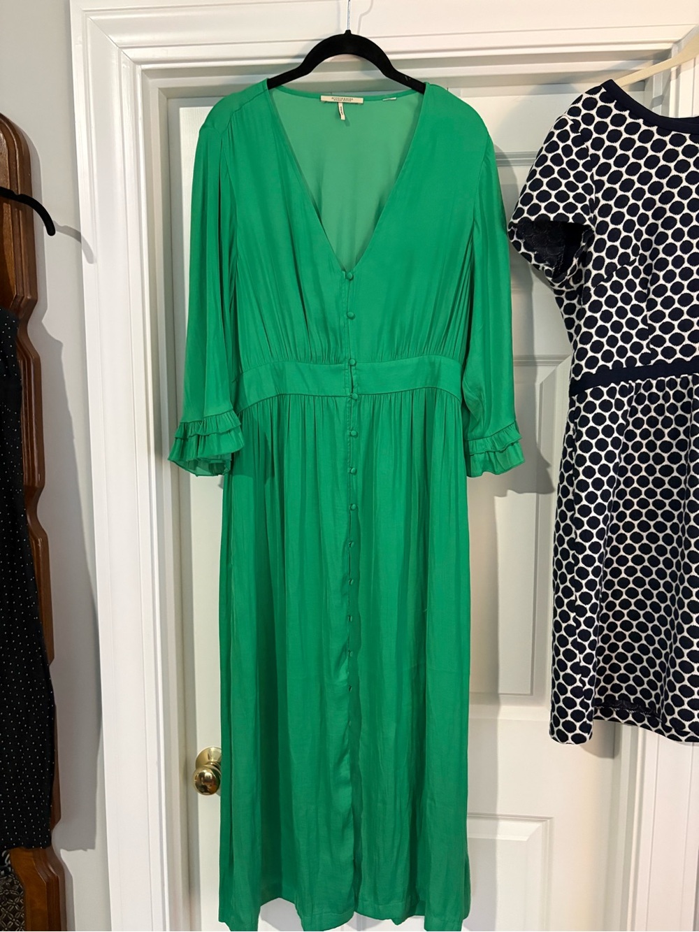 Scotch & Soda Emerald Green Button-Front Midi Dress